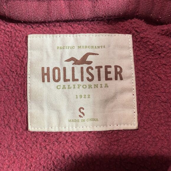HOLLISTER California Hoodie Pullover Embroidered Applique Logo Womens S Maroon - Picture 3 of 8